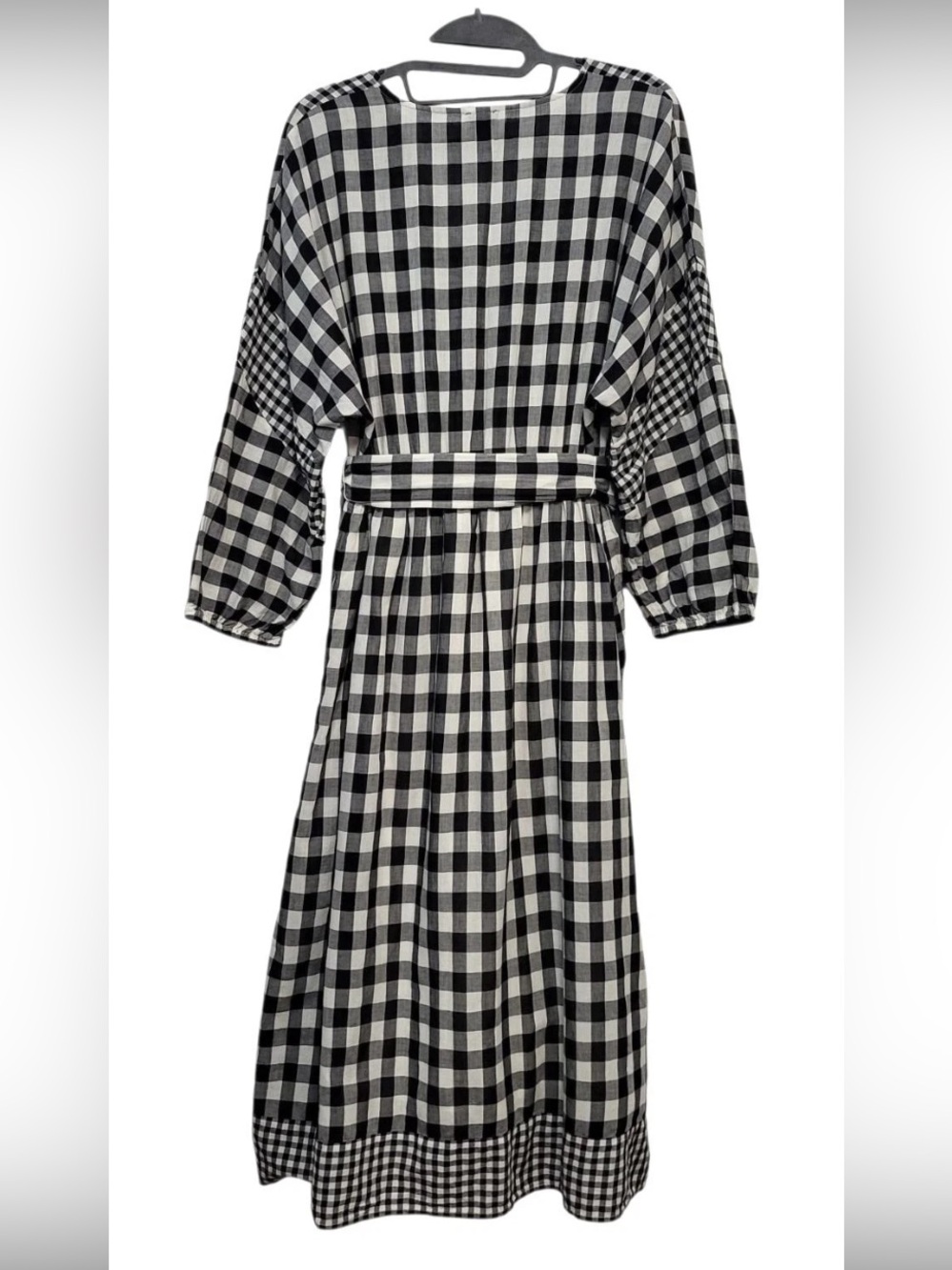 J Crew Black & White Gingham Button-Front Midi Dress with Tie Waist - Picture 7 of 14